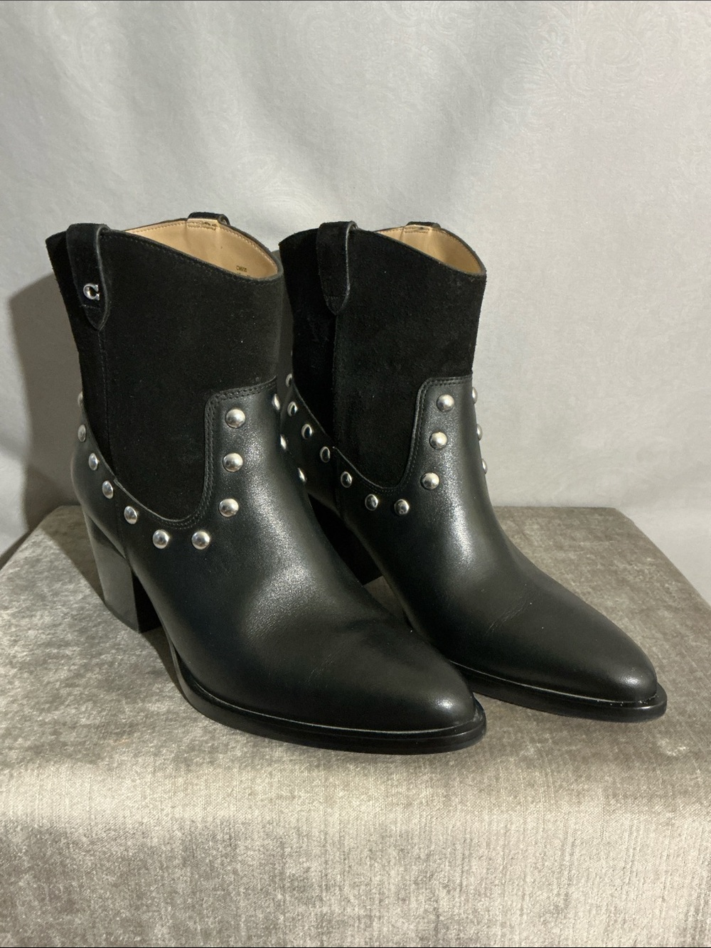 COACH Leather Western Ankle Boots